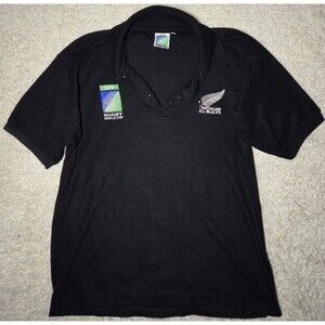 Vintage New Zealand All Blacks Rugby World Cup Jersey Polo Black Large